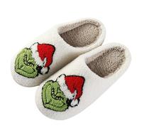ENIXWH Grinch Pantoufles de Noël pour homme et femme en peluche amusante pour l'hiver Chaussons chauds et moelleux, AA, 39/40 EU