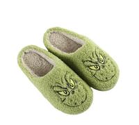 ENIXWH Grinch Pantoufles de Noël pour homme et femme en peluche amusante pour l'hiver Chaussons chauds et moelleux, Blanc., 43/44 EU