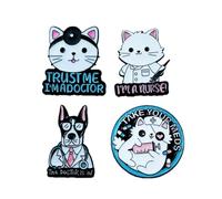 ENIXWH Lot de 4 broches médecin sœur rose nœud broche poupée goutte huile insigne épingle pin's cadeau de Noël médical, 3-4cm, Zinc