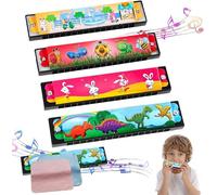 Eniyou 4 pcs Harmonica Enfants Armonica Enfant 16 Trous Dessin Animé Couleur Harmonica Jouet de Couleur Approprié Pour les Débutants les Enfants Livré Harmonica Enfants avec 2 pcs Tissu d'harmonica
