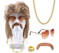 Eniyou Perruque Mulet Homme Perruque Homme Annee 80 Perruque Coupe Mulet Homme Perruque Mulet Homme Annee 80 Perruque Homme Mulet Coupe Mulet Homme Perruques de Cosplay de Mascarade D'halloween