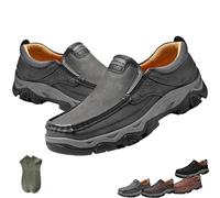Enjerr Orthopedic Shoes Men, 2025 New Comfortable Casual Leather Slip on Enjerr Orthopedic Shoes (Gray,43)