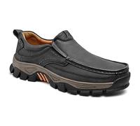 Enjerr Orthopedic Shoes Men, Men's Orthopedic Hands-Free Genuine Leather Slip on Loafers, Arch Support (Gray,45)
