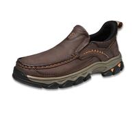 Enjerr Orthopedic Shoes Men, New Men's Comfortable Casual Genuine Leather Slip on Loafers, for Man (Dark Brown,47)