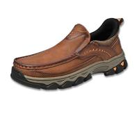 Enjerr Orthopedic Shoes Men, New Men's Comfortable Casual Genuine Leather Slip on Loafers, for Man (Light Brown,43)