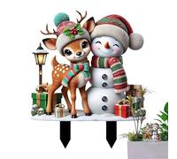 Enjeux de cour extérieure de Noël| Pieu de Noël pour les chantiers | 100g - Piquet de jardin décoratif en acrylique 2D, pour les vacances, le nouvel an, la décoration de la maison | Environ 30x2