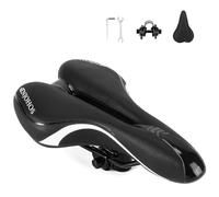 ENJOHOS Selle de Vélo VTT Ergonomique, Respirant Creux Selle VTT Confort Homme Femme Étanche PU, Selles de Velo Ultra Confortable pour Vélo de Montagne/Route/Loisir/Pliant/Gravel (Noir-Blanc)