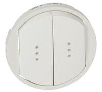Legrand Enjoliveur large Céliane pour double interrupteur va-et-vient/poussoir voyant blanc 068004