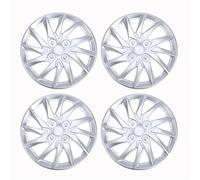 Enjoliveur de Roue Universel R14 R15 Pouces, 4 pièces, enjoliveur de Remplacement, Couvercle de Jante de Roue, Accessoires de Pneu PP à Clipser Compatible with Camion SUV(R15 Silver)