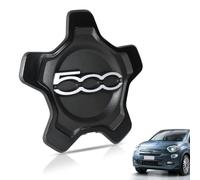 Enjoliveur Fiat 500, Remplacement Direct avec Fixation Renforcée pour Fiat 500X 2012-2022 - Cache Moyeu Central Résistant (1 Bord Noir Lettres Argent)