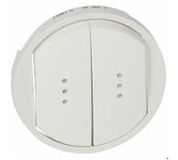 Enjoliveur large CÉLIANE pour double interrupteur, va-et-vient ou poussoir avec voyant blanc - LEGRAND - 068004