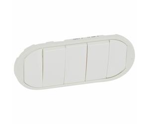 Enjoliveur large CELIANE pour interrupteur, va-et-vient ou poussoir 5 commandes blanc LEGRAND 068011