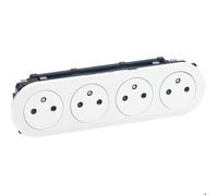Enjoliveur Céliane - prise 4 x 2P+T surface précablée compacte - blanc blanc G