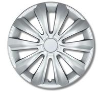 Enjoliveurs 16 Pouces Argent Brillant Lot de 4 - Design 10 Branches Universels, Look Aluminium Effet, ABS Robuste, Plastique 100% Recyclé, Protection Jante/Valve - DeltaNos