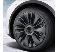 Enjoliveurs de Roue 19 Pouces pour Model Y 2021-2023, Lot de 4, Enjoliveurs de Roue de Rechange, Facile à Installer et Aide à Améliorer les Performances de Conduite (Noir