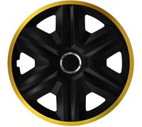 Enjoliveurs de roue pour jantes en acier NRM FAST LUX Jeu de 4 enjoliveurs bicolores ABS Noir-Or, 14""