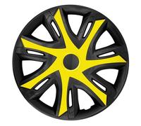 Enjoliveurs de roue pour jantes en acier NRM N-Power Jeu de 4 enjoliveurs bicoloree Plastique ABS (Jaune/noir, 14"")
