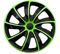Enjoliveurs de roue pour jantes en acier NRM Quad Bicolor Jeu de 4 enjoliveurs bicolores Plastique ABS (noir/vert 14"")