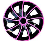 Enjoliveurs de roue pour jantes en acier NRM Quad Bicolor Jeu de 4 enjoliveurs bicolores Plastique ABS (noir/rose 13"")