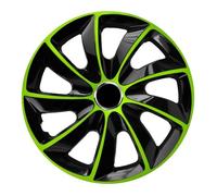 Enjoliveurs de roue - set complet de 4 pièces - NRM STIG EXTRA - noir et vert - 15"" pouces