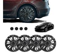 Enjoliveurs Noirs Mats Compatible avec Tesla Modèle Y,19'' Enjoliveurs Roue | 4pcs ABS Accessoires Extérieurs ,Prise en Charge de la Conception Symétrique du Logo pour Modèle y 2020 à 2023