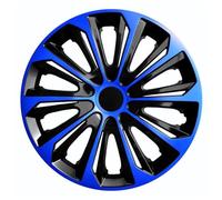 NRM - Strong Duo - Lot de 4 enjoliveurs de jantes universels, bicolore, noir et bleu, 16’’