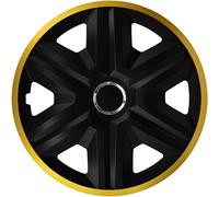 Enjoliveurs de roue pour jantes en acier NRM FAST LUX Jeu de 4 enjoliveurs bicolores ABS Noir-Or, 14""