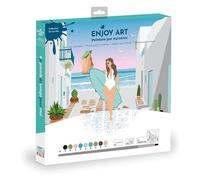 Enjoy Art Kit Complet avec Peinture et Pinceaux-Loisirs Créatifs Faciles pour Enfants et Adultes, Acrylique, Retour de Plage, 30 x 30 cm
