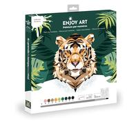 Enjoy Art - Peinture par Numéro Acrylique - Kit Complet avec Peinture et Pinceaux - Tigre - Loisirs Créatifs Facile pour Enfants et Adultes - Débutants et Passionnés - Tigre - 30x30 cm