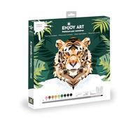 Enjoy Art - Peinture par Numéro Acrylique - Kit Complet avec Peinture et Pinceaux - Tigre - Loisirs Créatifs Facile pour Enfants et Adultes - Débutants et Passionnés - Tigre - 30x30 cm