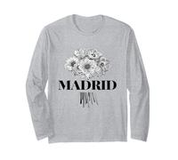 Enjoy Cool Floral Madrid Spain with Flower Bouquet Graphic Manche Longue