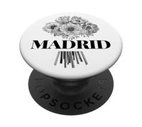 Enjoy Cool Floral Madrid Spain with Flower Bouquet Graphic PopSockets PopGrip Adhésif