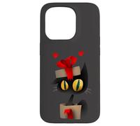 Enjoy Cool Funny Christmas Black Cat in Gift Box Graphic Fun Coque pour iPhone 15 Pro