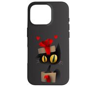 Enjoy Cool Funny Christmas Black Cat in Gift Box Graphic Fun Coque pour iPhone 16 Pro