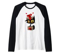 Enjoy Cool Funny Christmas Black Cat in Gift Box Graphic Fun Manche Raglan