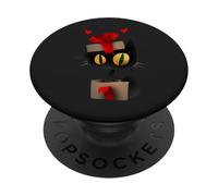 Enjoy Cool Funny Christmas Black Cat in Gift Box Graphic Fun PopSockets PopGrip Adhésif