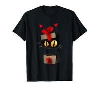 Enjoy Cool Funny Christmas Black Cat in Gift Box Graphic Fun T-Shirt