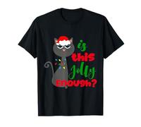Enjoy Cool Funny Christmas Jolly Cat Novelty Graphic Design T-Shirt