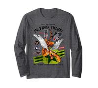 Enjoy Cool Funny Tiger Flying Cartoon, Wild Tiger Graphic Manche Longue