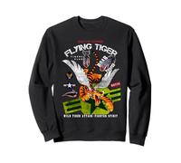 Enjoy Cool Funny Tiger Flying Cartoon, Wild Tiger Graphic Sweatshirt