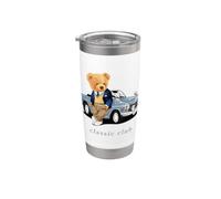 Enjoy Cool Teddy Bear With Classic Car Graphic Designs Fun Gobelet isotherme en acier inoxydable double paroi