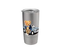 Enjoy Cool Teddy Bear With Classic Car Graphic Designs Fun Gobelet isotherme en acier inoxydable double paroi