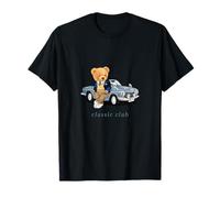 Enjoy Cool Teddy Bear with Classic Car Graphic Designs Fun T-Shirt
