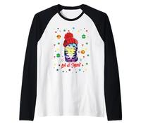 Enjoy Cute Colorful Christmas Cat Let's Snow Graphic Fun Manche Raglan