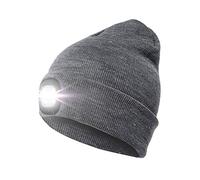 Enjoy Deal Bonnet en Tricot 4 LED Rechargeable Mains Libres pour la Chasse, Le Camping, la Course à Pied, PartialUpdate, Gris