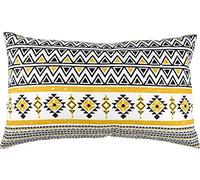 Enjoy Home Coussin 30x50, Boho Noir et Jaune, Coton certifié Oeko Tex, Imprimé, 50x30 cm