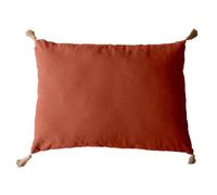 Enjoy Home - Coussin rectangulaire Panama avec 4 pompons en jute - 70 cm x 50 cm - Orange terre cuite