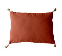 Enjoy Home - Coussin rectangulaire Panama avec 4 pompons en jute - 70 cm x 50 cm - Orange terre cuite - Panama Orange
