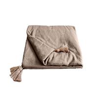 Enjoy Home - Edredon Décoratif - Beige Naturel avec 4 Pompons Jute - 90x190cm - 100% Coton - Certifié Oeko-TEX - Collection Panama