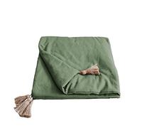 - Edredon en coton avec pompons 190x90cm - Vert argile - Panama